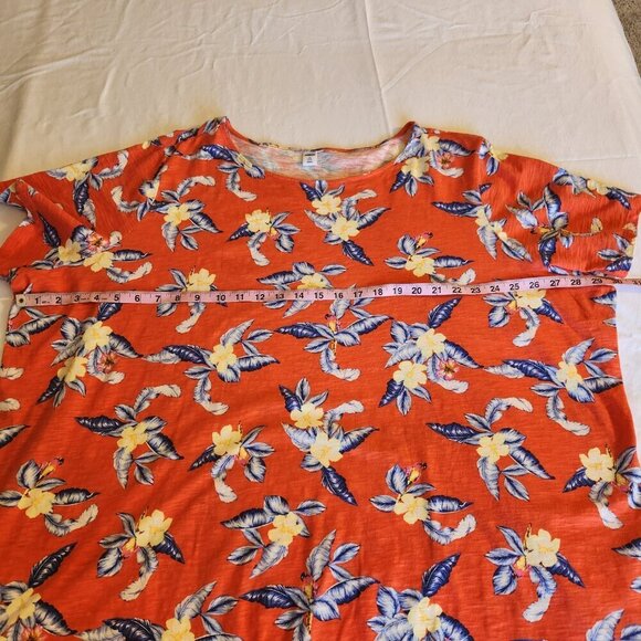 Old Navy Women's Size 4X Tropical Print Short Sleeve  Round Neck Tie Front Top - Picture 11 of 14